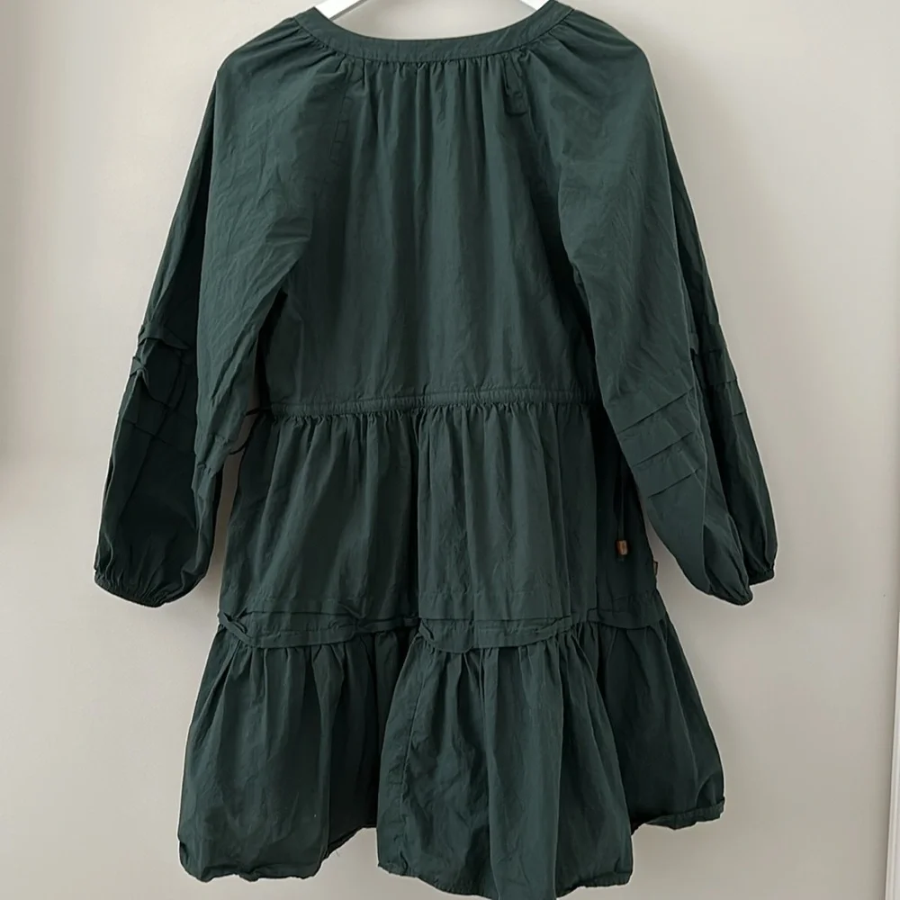 Madewell Long Sleeve Mini Dress Poplin Cotton Wrap Green Casual Quiet Luxury - Picture 12 of 13